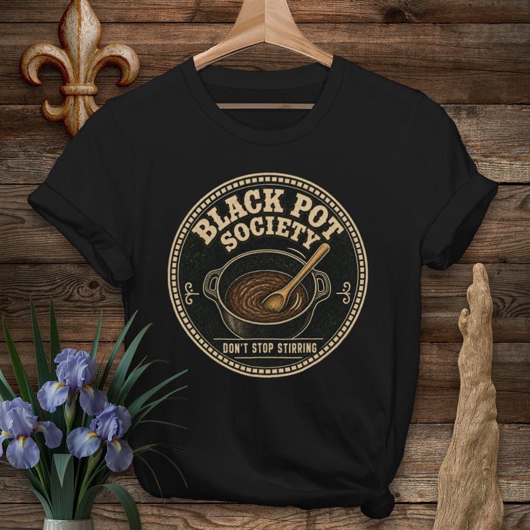 S / Black Louisiana Black Pot Society T-Shirt by Laissez Faire Wear