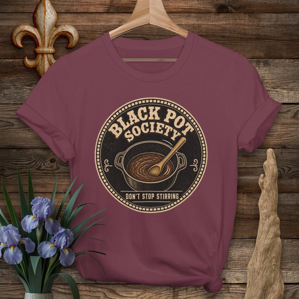 S / Maroon Louisiana Black Pot Society T-Shirt by Laissez Faire Wear