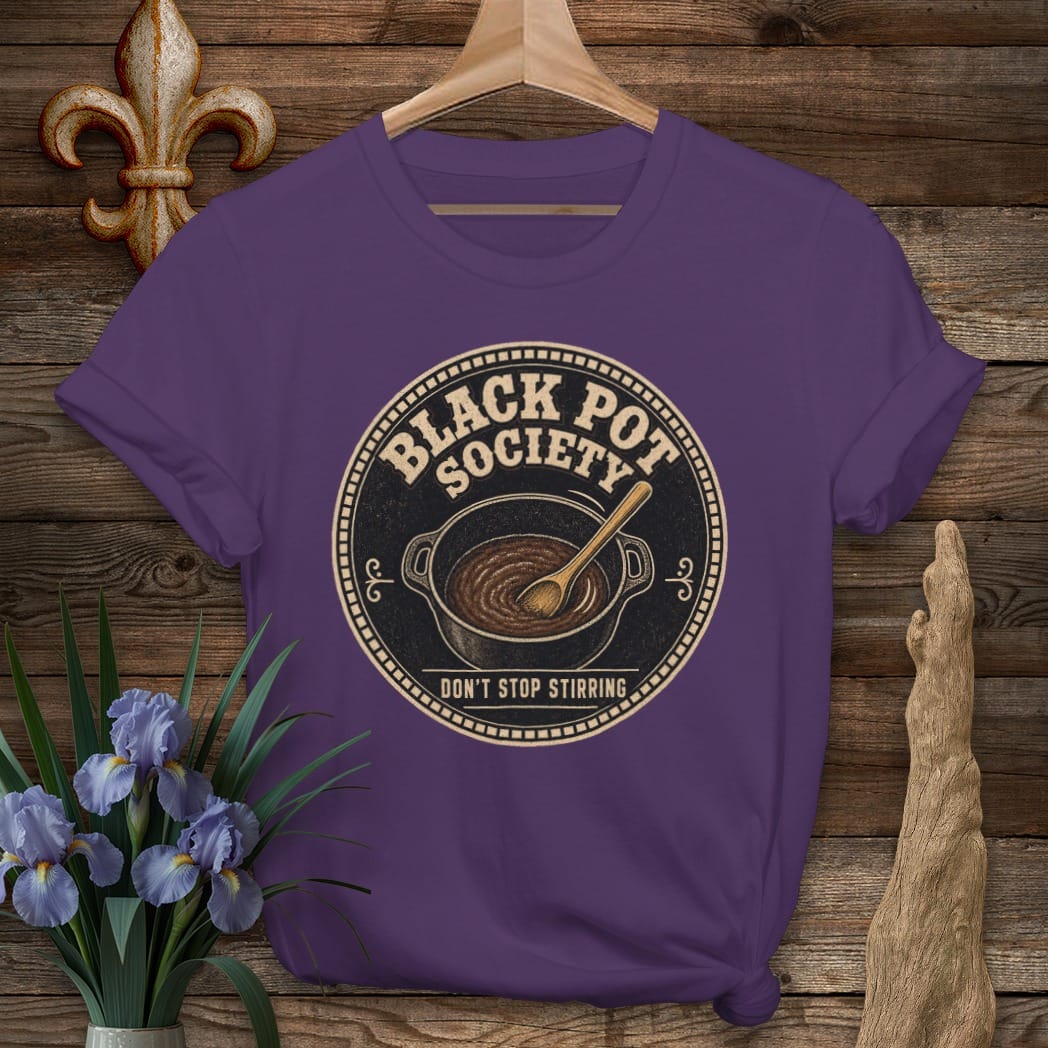 S / Purple Louisiana Black Pot Society T-Shirt by Laissez Faire Wear