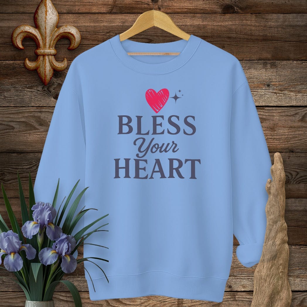 S / Carolina Blue Louisiana Bless Your Heart Sweatshirt by Laissez Faire Wear