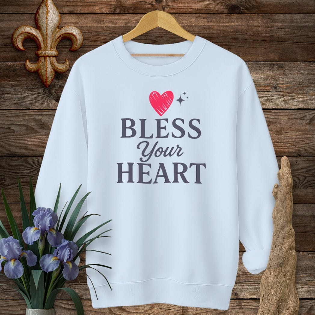 S / Light Blue Louisiana Bless Your Heart Sweatshirt by Laissez Faire Wear