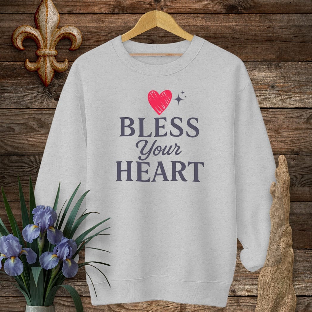 S / Sport Grey Louisiana Bless Your Heart Sweatshirt by Laissez Faire Wear