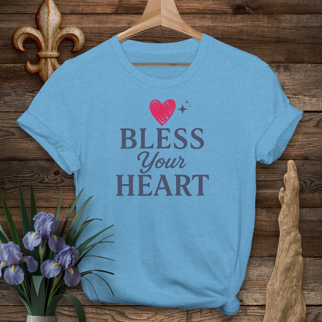 S / Heather Sapphire Louisiana Bless Your Heart T-Shirt by Laissez Faire Wear
