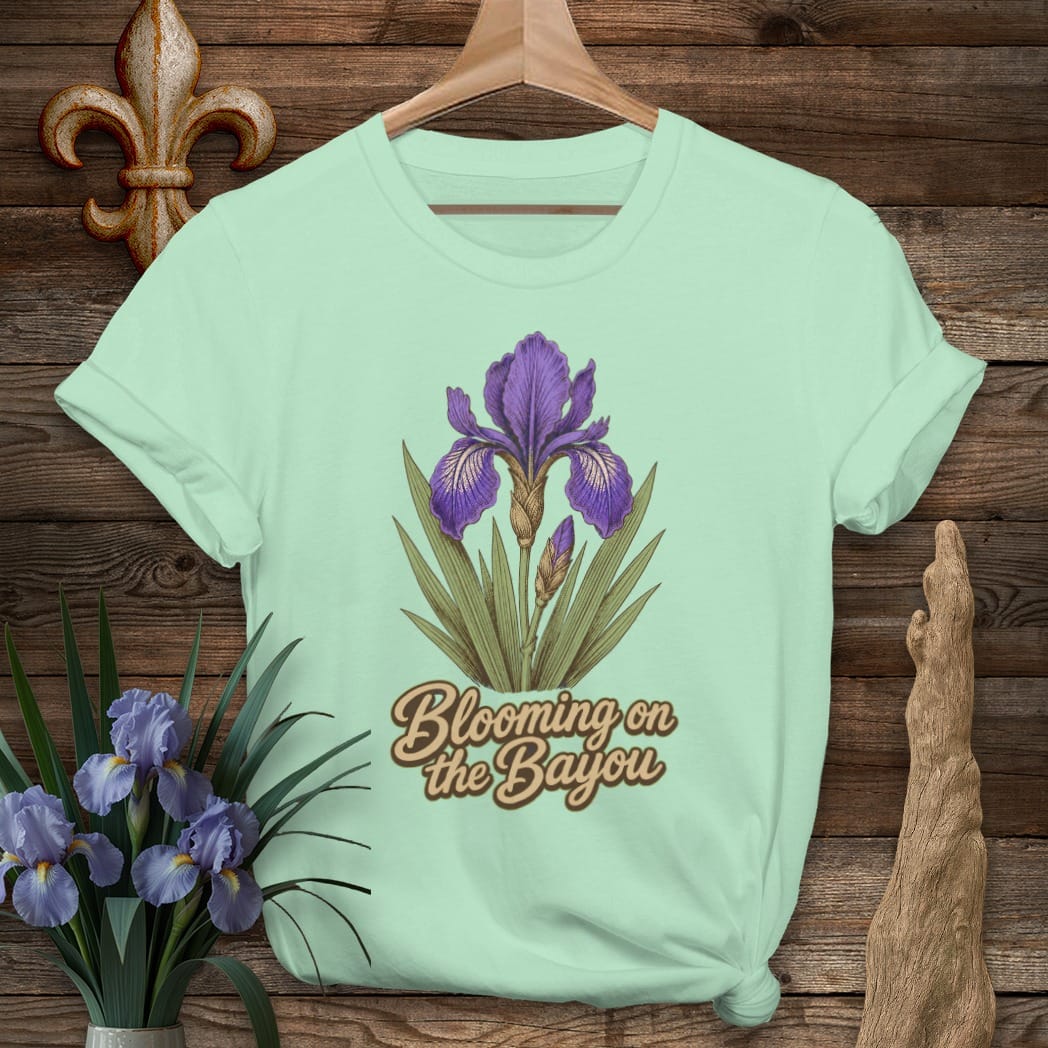 S / Mint Green Louisiana Blooming on the Bayou T-Shirt by Laissez Faire Wear