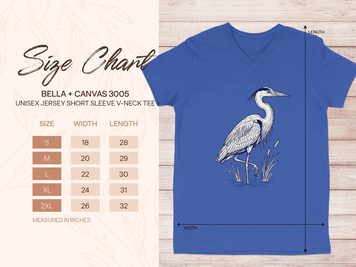 2XL / True Royal Louisiana Blue Heron V-Neck Tee (BS3005) by Laissez Faire Wear