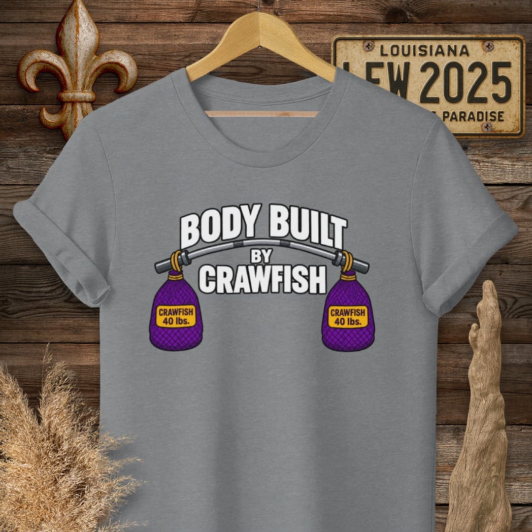 S / Graphite Heather Louisiana Body Built by Crawfish T-Shirt by Laissez Faire Wear