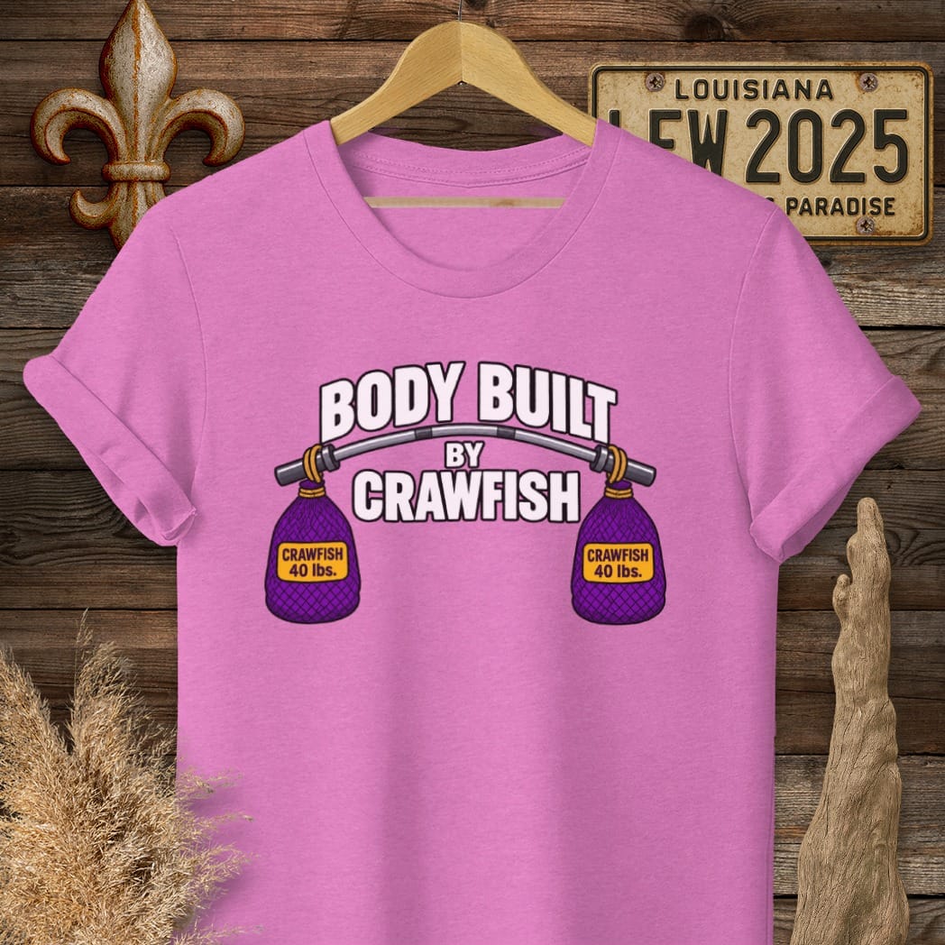 S / Heather Berry Louisiana Body Built by Crawfish T-Shirt by Laissez Faire Wear