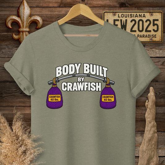 S / Heather Military Green Louisiana Body Built by Crawfish T-Shirt by Laissez Faire Wear
