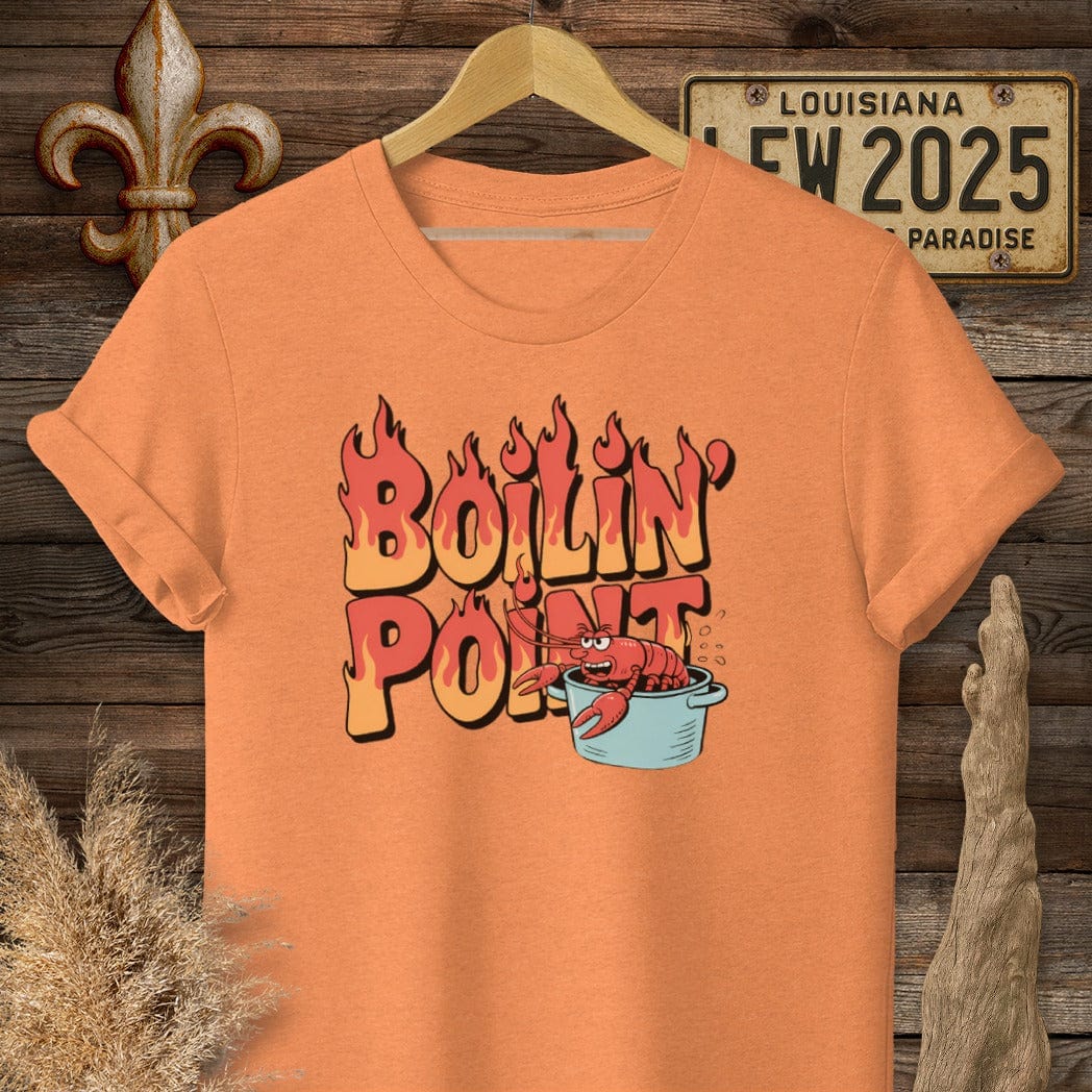 S / Heather Orange Louisiana Boiling Point Funny Crawfish Boil T-Shirt by Laissez Faire Wear