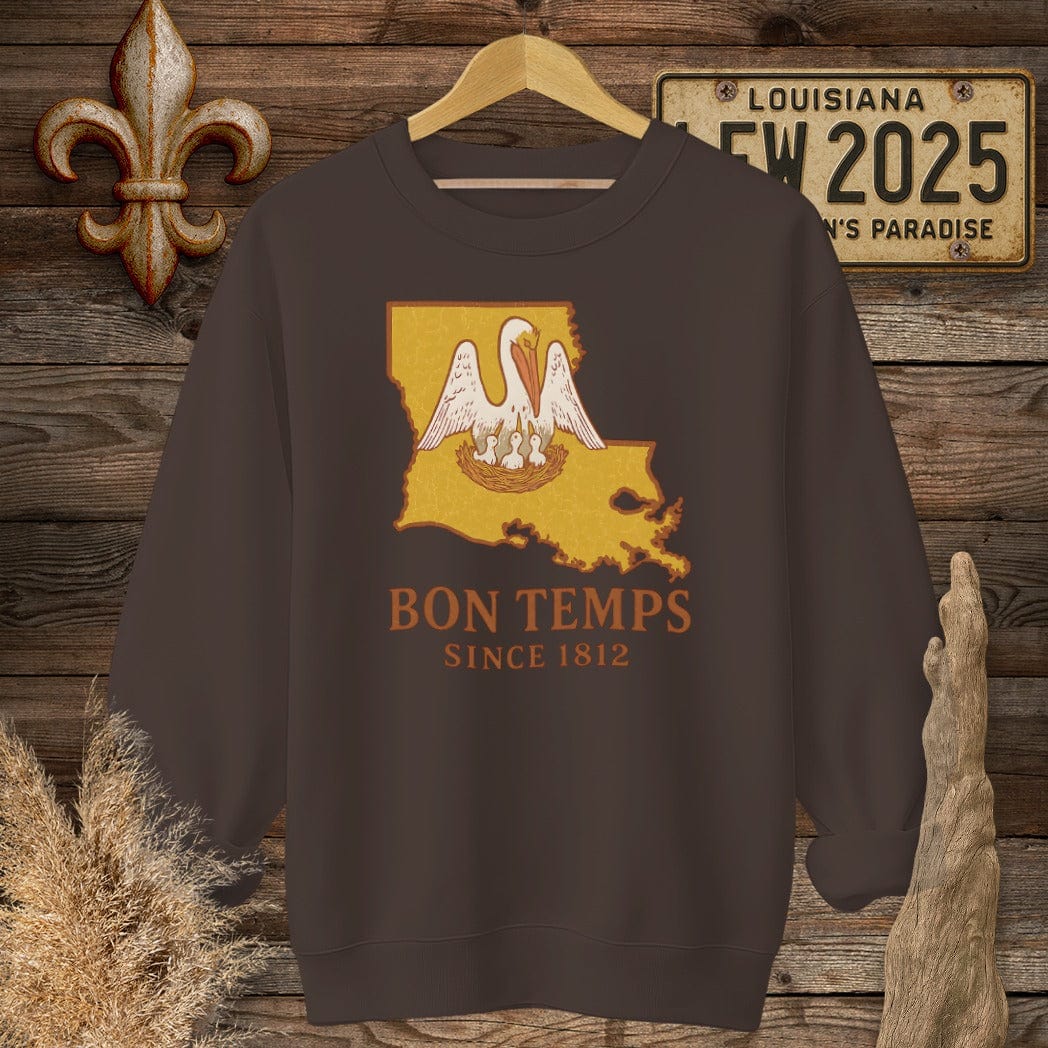 S / Dark Chocolate Louisiana Bon Temps Since 1812 Sweatshirt by Laissez Faire Wear