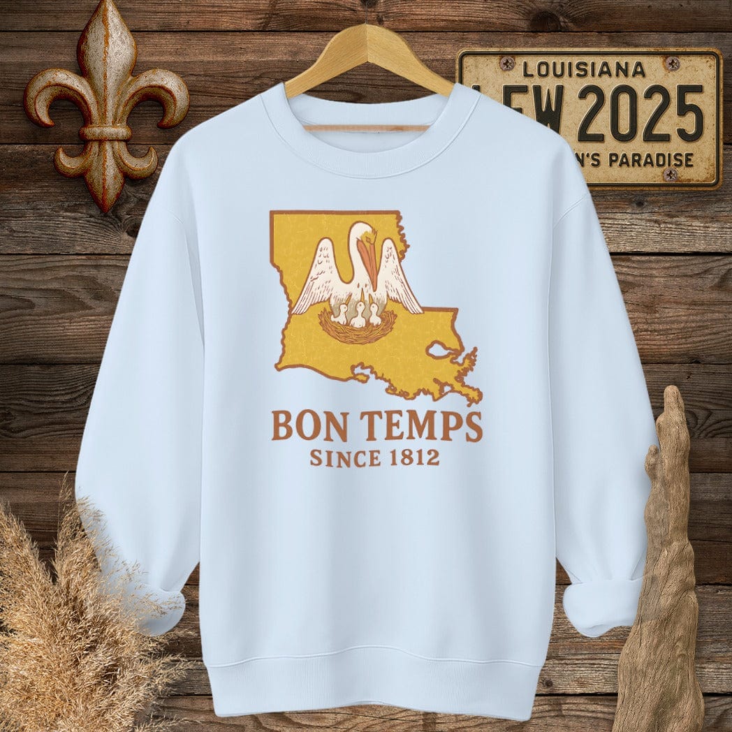 S / Light Blue Louisiana Bon Temps Since 1812 Sweatshirt by Laissez Faire Wear