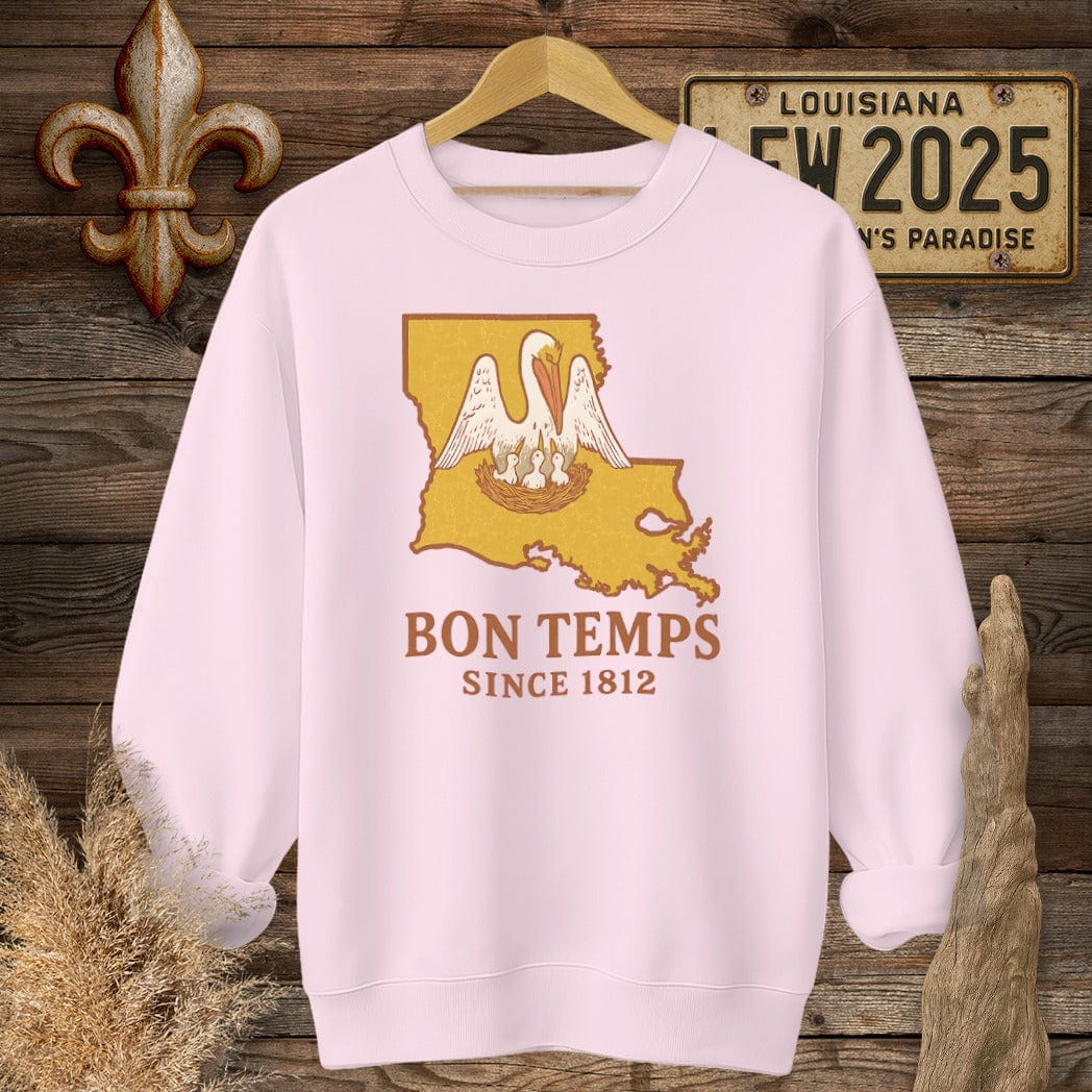 S / Light Pink Louisiana Bon Temps Since 1812 Sweatshirt by Laissez Faire Wear