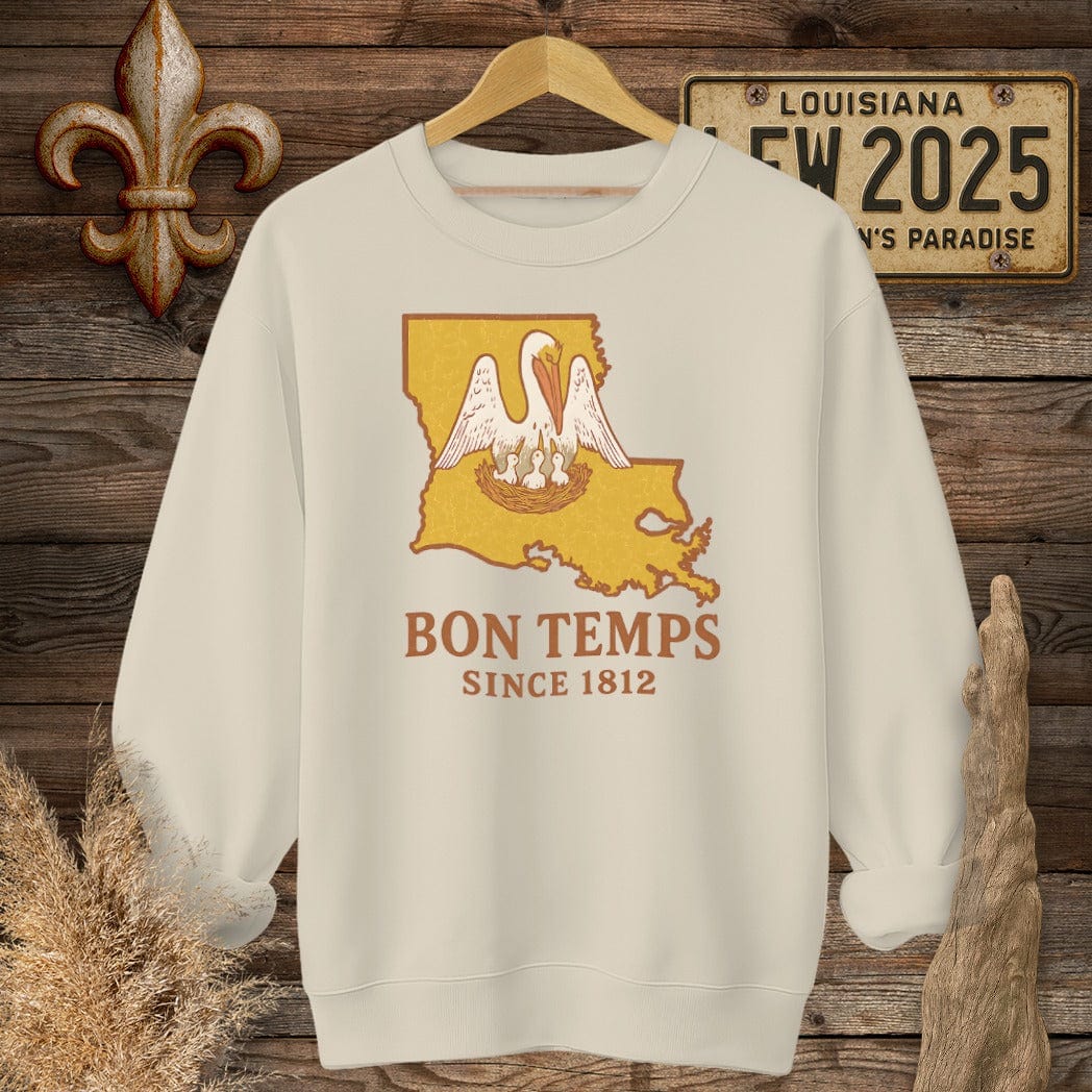 S / Sand Louisiana Bon Temps Since 1812 Sweatshirt by Laissez Faire Wear