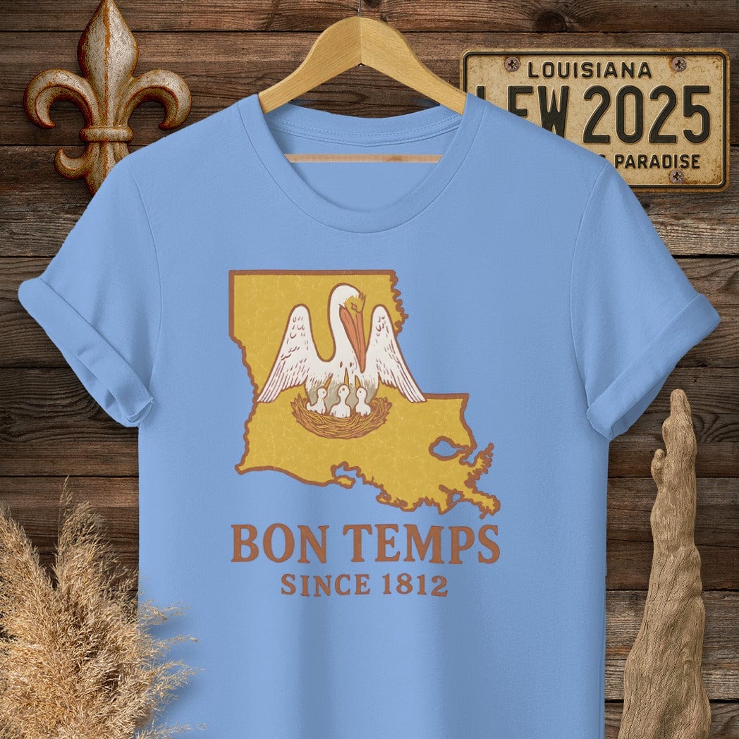 S / Carolina Blue Louisiana Bon Temps Since 1812 T-Shirt by Laissez Faire Wear