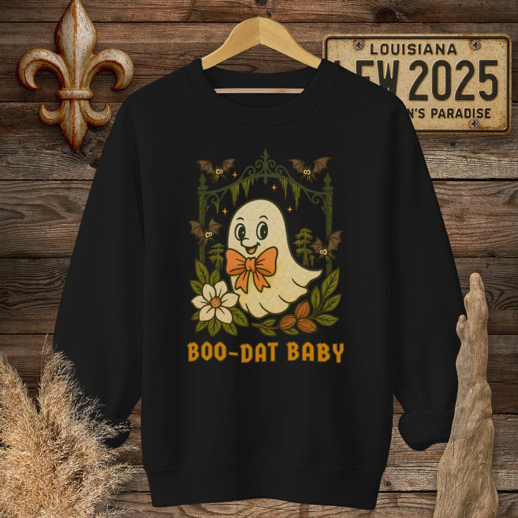 S / Black Louisiana Boo-Dat Baby Halloween Sweatshirt by Laissez Faire Wear