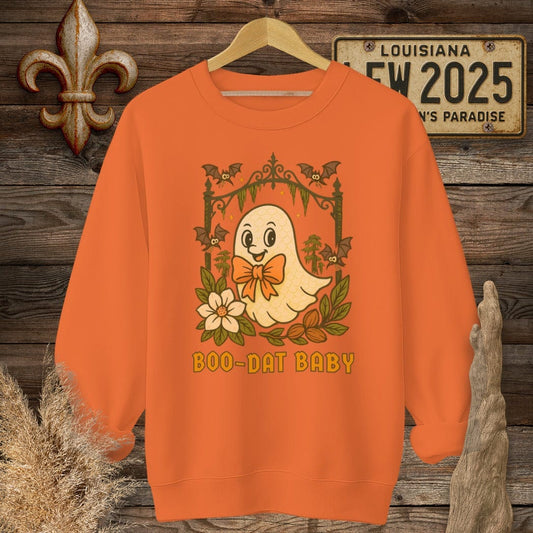 S / Orange Louisiana Boo-Dat Baby Halloween Sweatshirt by Laissez Faire Wear