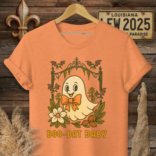 S / Heather Orange Louisiana Boo-Dat Halloween T-Shirt by Laissez Faire Wear