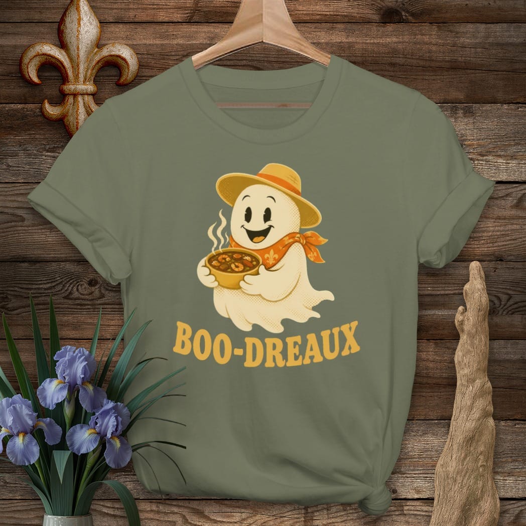 S / Military Green Louisiana Boo-dreaux T-Shirt by Laissez Faire Wear