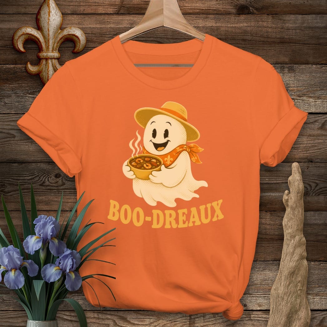 S / Orange Louisiana Boo-dreaux T-Shirt by Laissez Faire Wear
