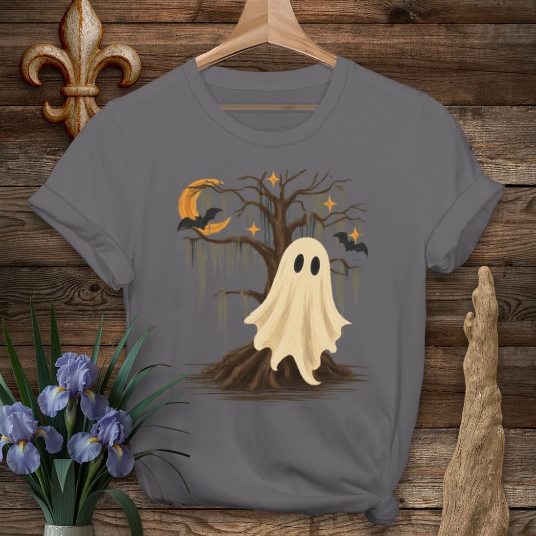 S / Charcoal Louisiana Boodreaux the Friendly Ghost T-Shirt by Laissez Faire Wear