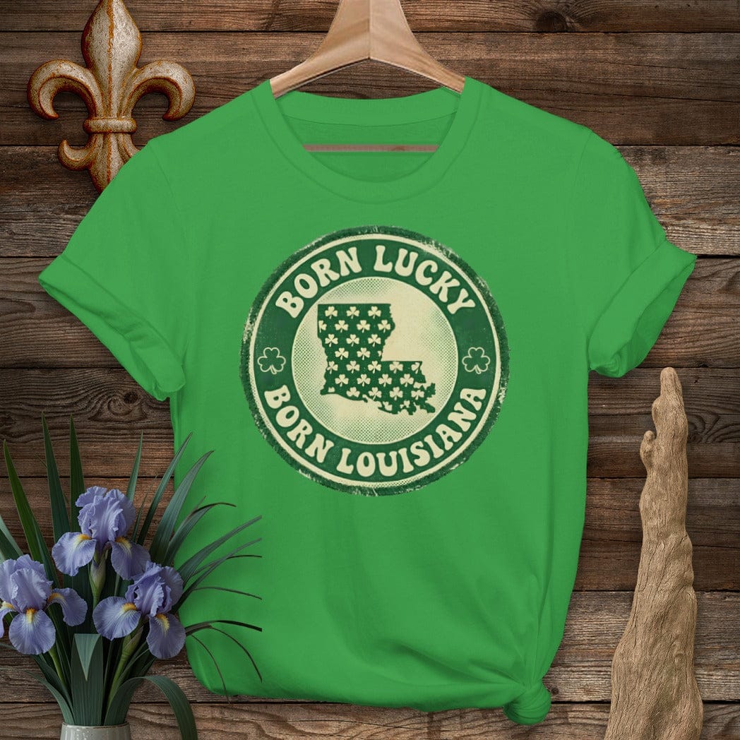S / Irish Green Louisiana Born Lucky T-Shirt by Laissez Faire Wear