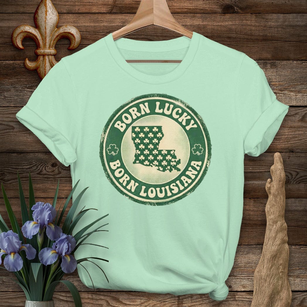 S / Mint Green Louisiana Born Lucky T-Shirt by Laissez Faire Wear