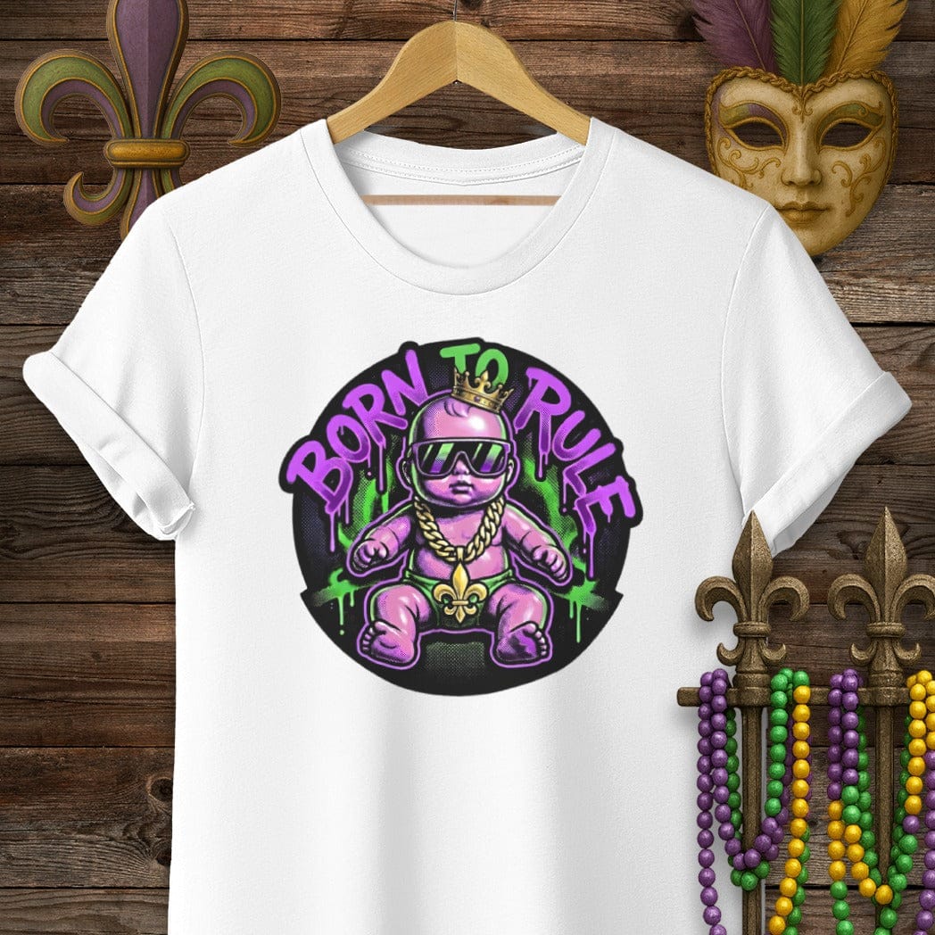 S / White Louisiana Born to Rule T-Shirt by Laissez Faire Wear