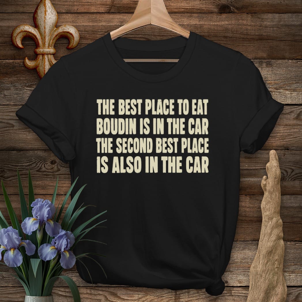 S / Black Louisiana Boudin Best Place T-Shirt by Laissez Faire Wear