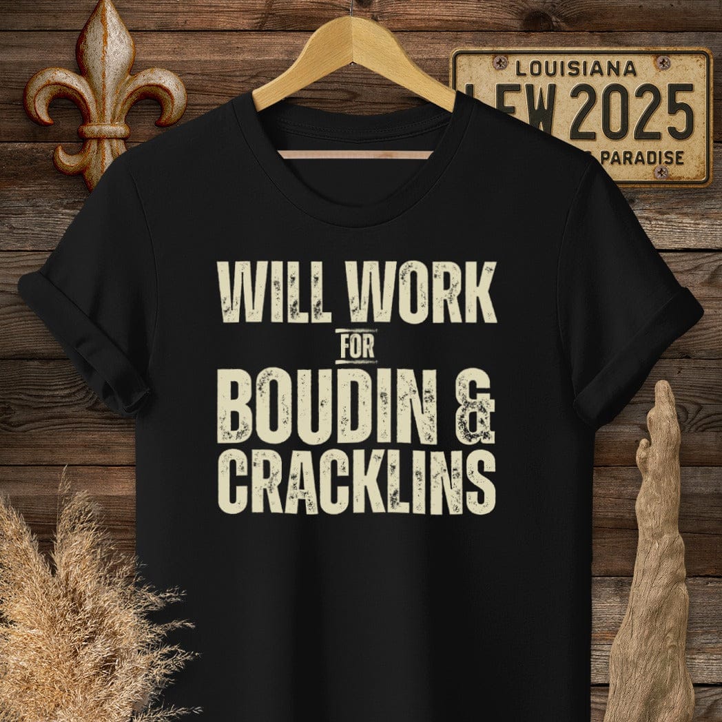 S / Black Louisiana Boudin & Cracklins T-Shirt by Laissez Faire Wear