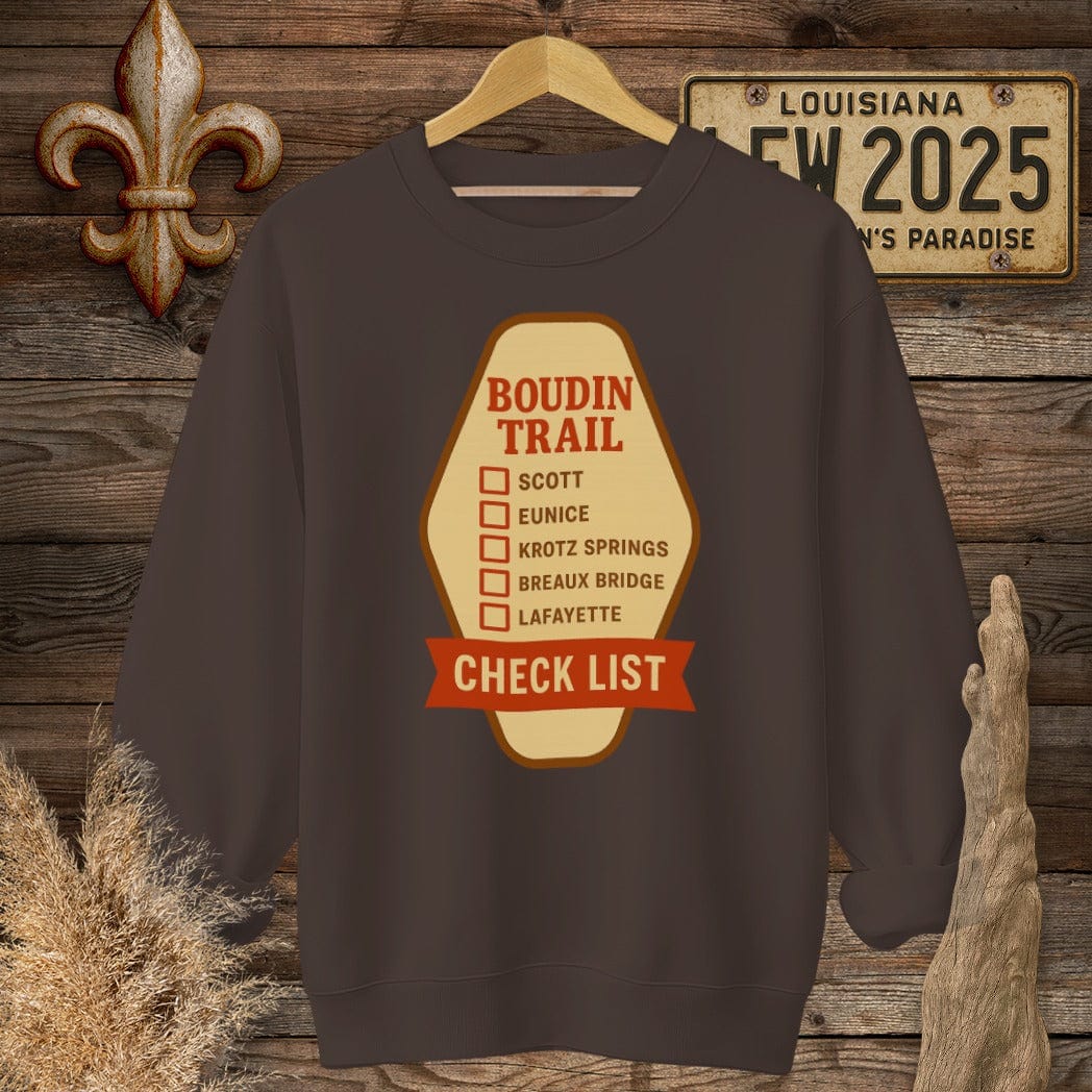 S / Dark Chocolate Louisiana Boudin Trail Sweatshirt by Laissez Faire Wear