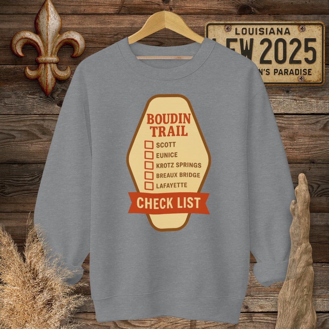 S / Graphite Heather Louisiana Boudin Trail Sweatshirt by Laissez Faire Wear