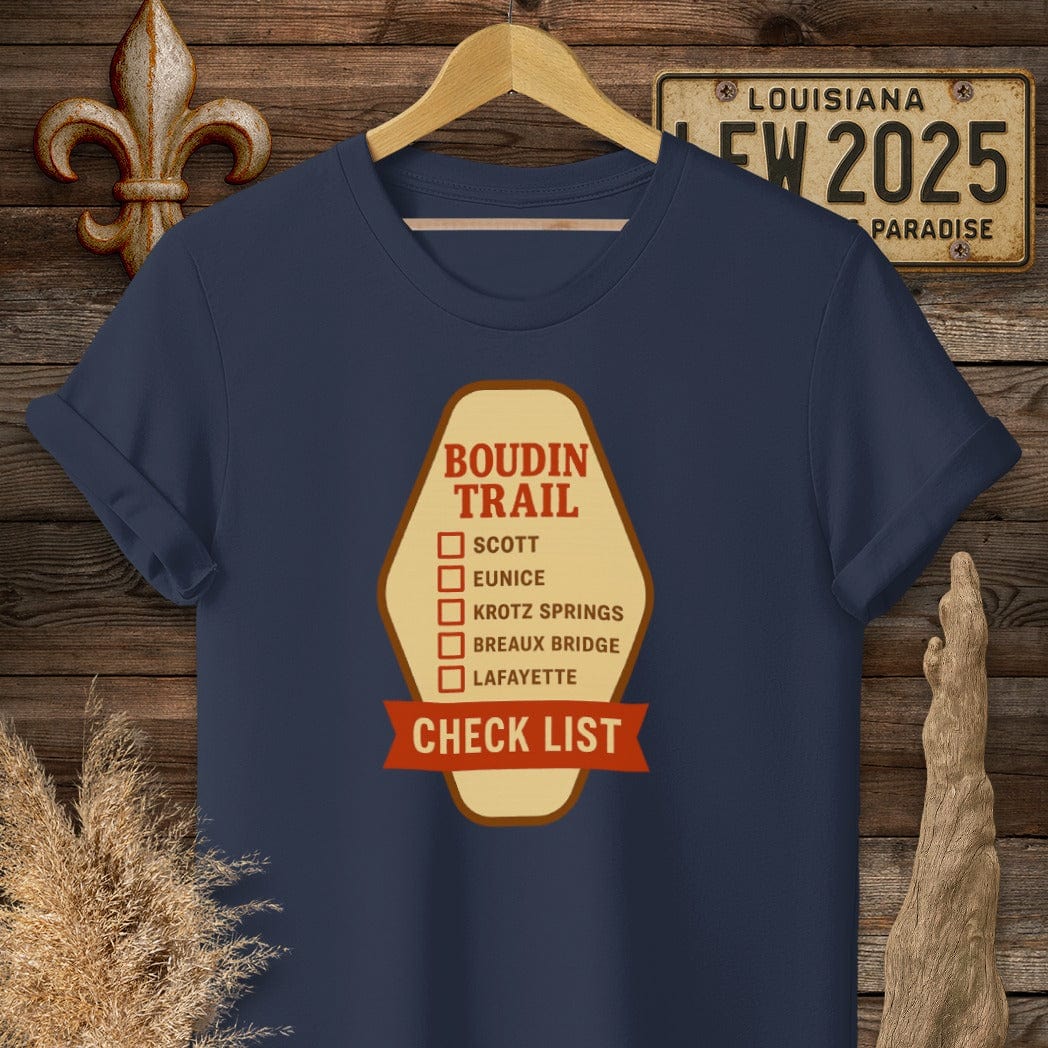S / Navy Louisiana Boudin Trail T-Shirt by Laissez Faire Wear