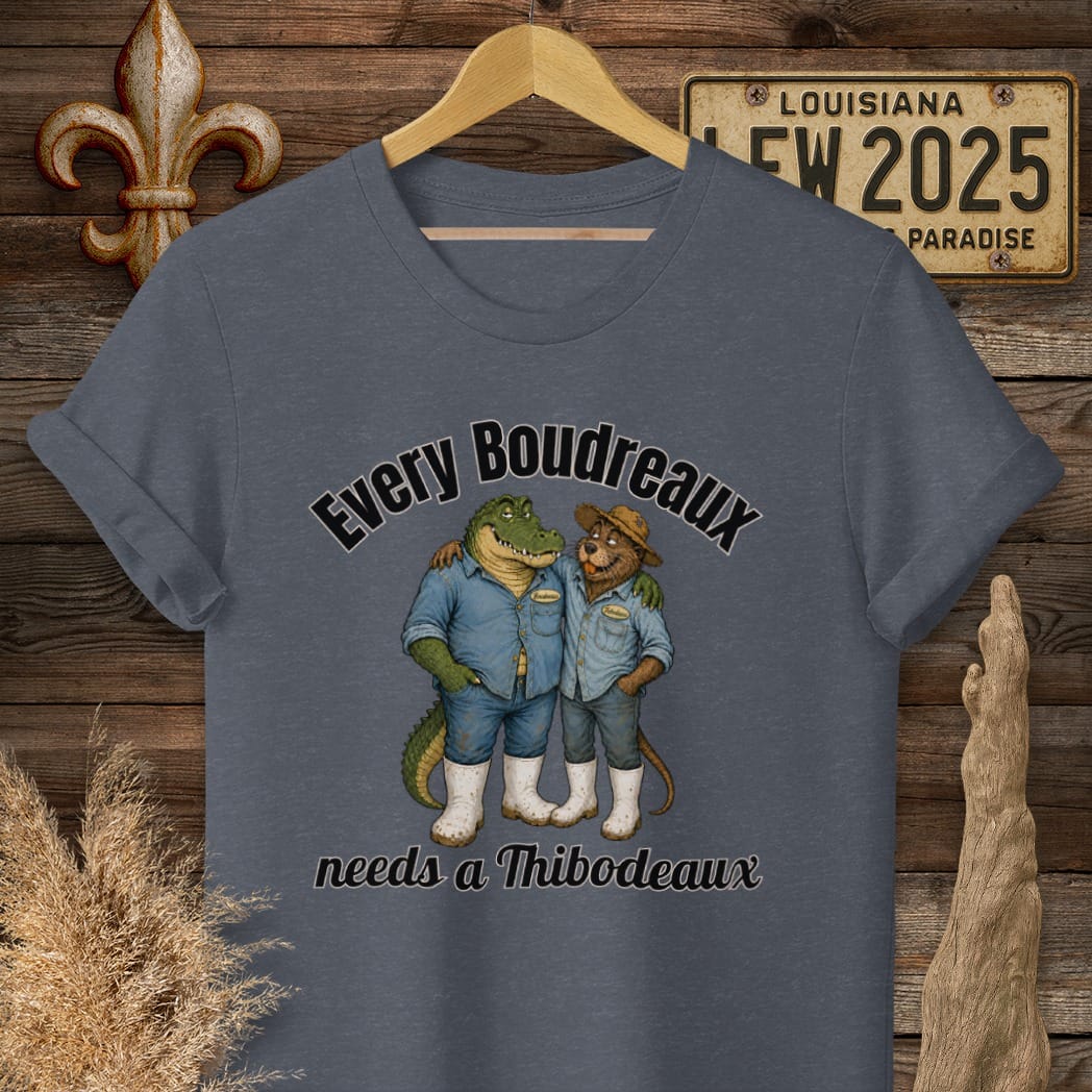 S / Heather Navy Louisiana Boudreaux & Thibodeaux by Laissez Faire Wear