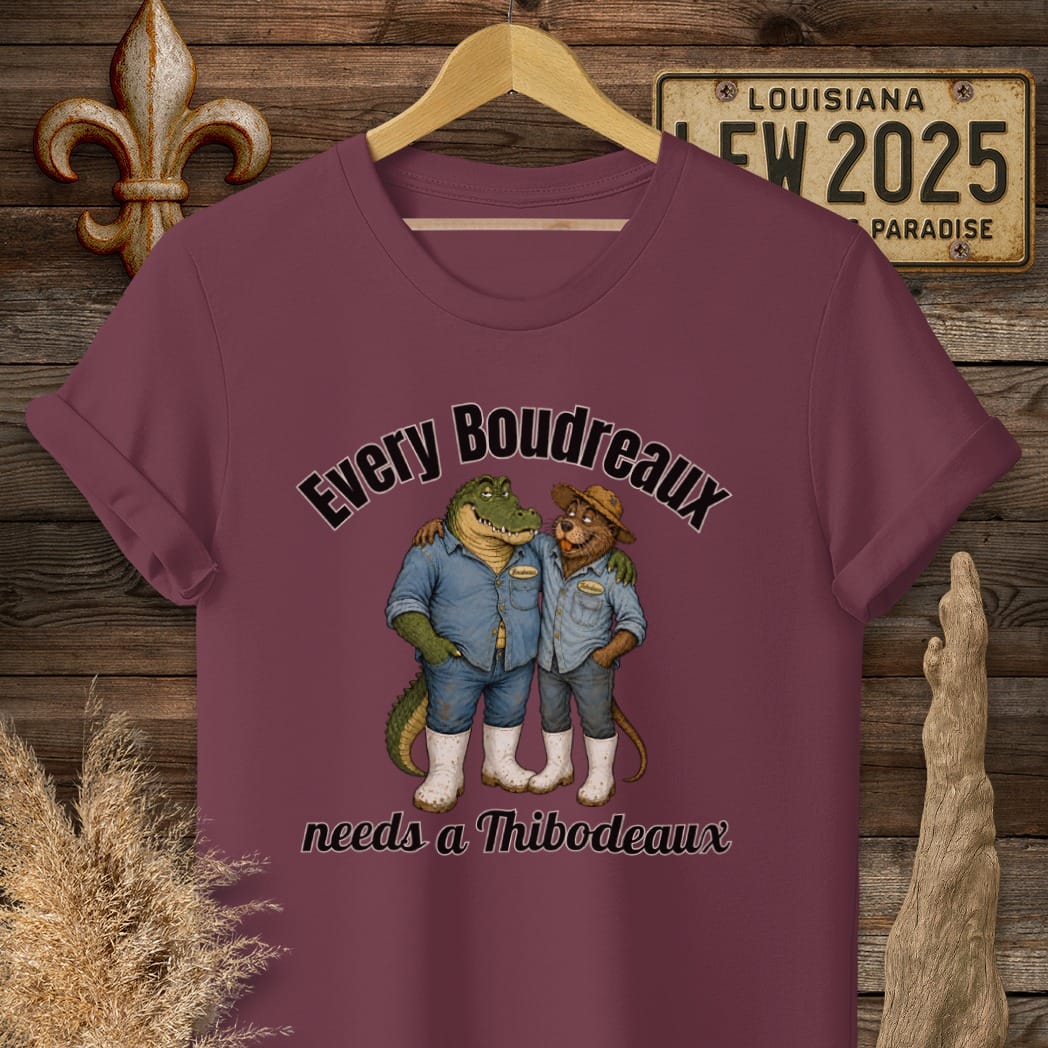 S / Maroon Louisiana Boudreaux & Thibodeaux by Laissez Faire Wear