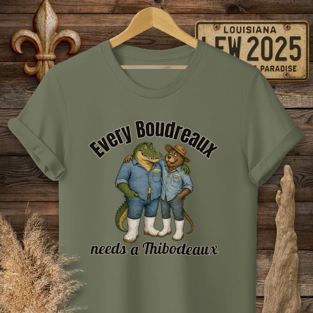 S / Military Green Louisiana Boudreaux & Thibodeaux by Laissez Faire Wear