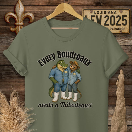 S / Military Green Louisiana Boudreaux & Thibodeaux by Laissez Faire Wear
