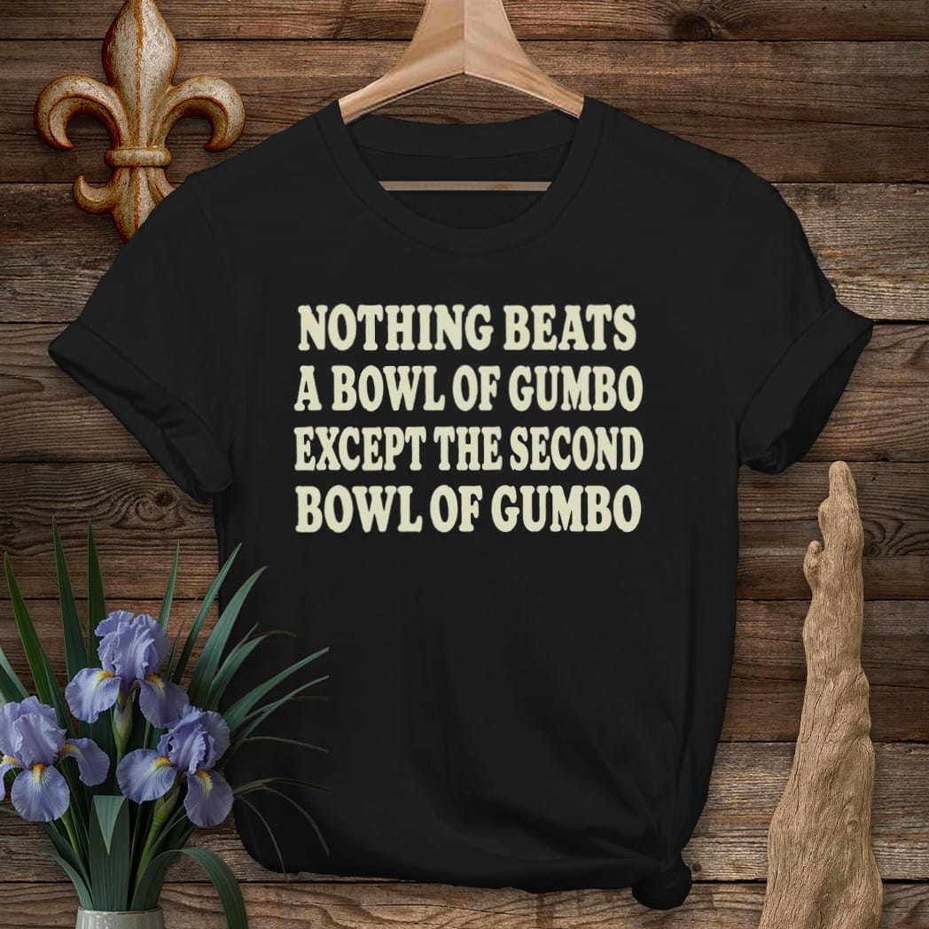 S / Black Louisiana Bowl of Gumbo T-Shirt by Laissez Faire Wear