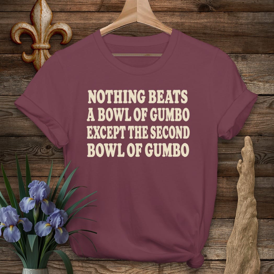 S / Maroon Louisiana Bowl of Gumbo T-Shirt by Laissez Faire Wear