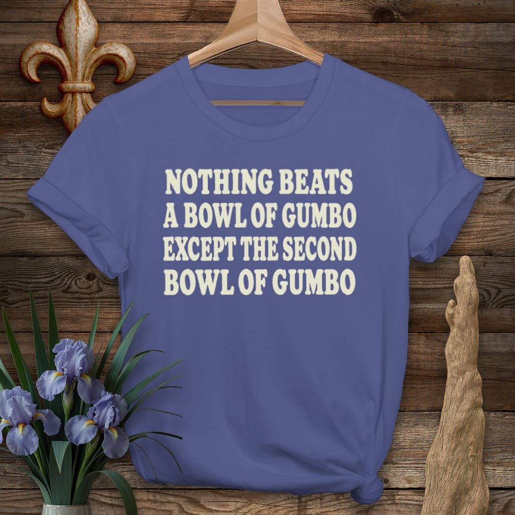 S / Metro Blue Louisiana Bowl of Gumbo T-Shirt by Laissez Faire Wear