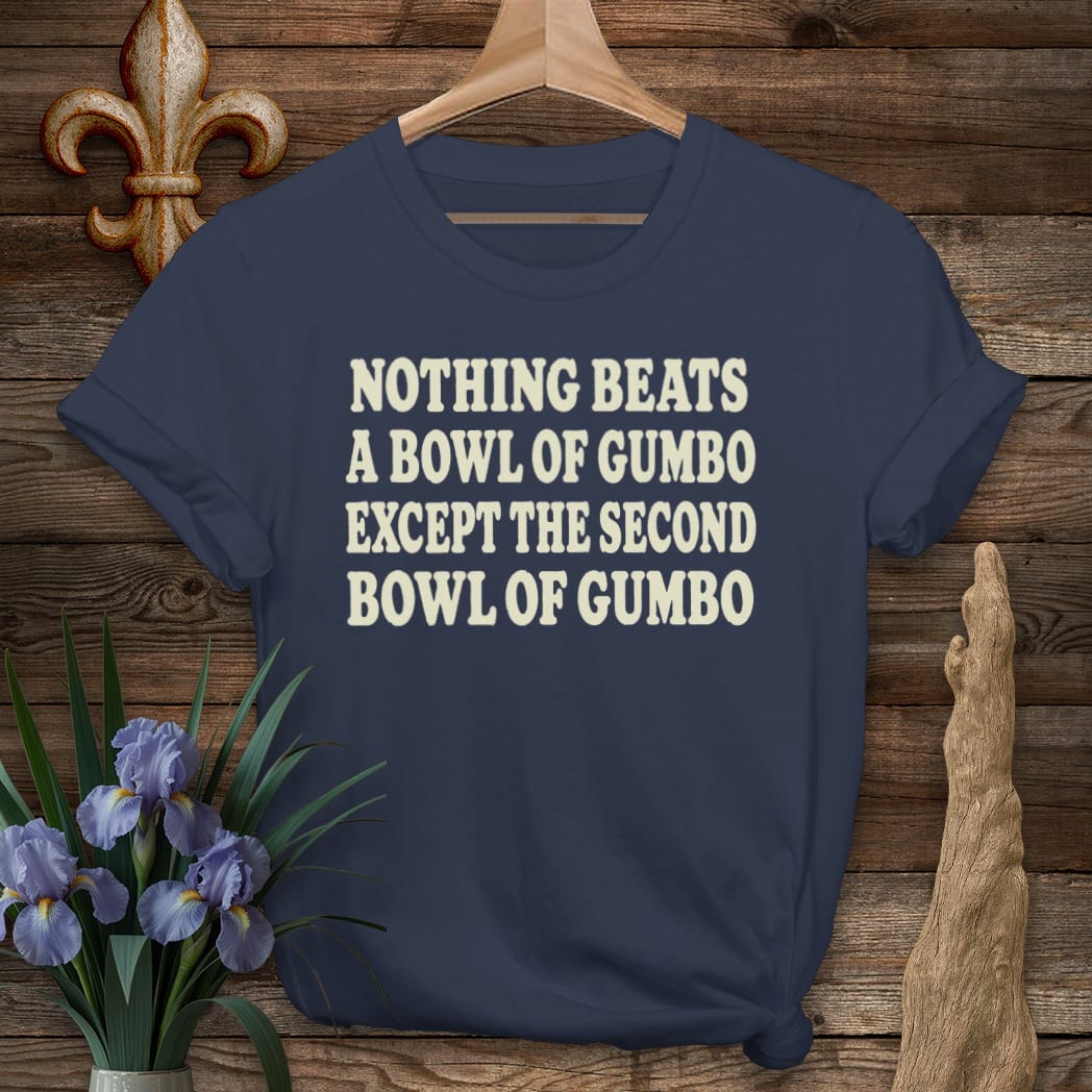 S / Navy Louisiana Bowl of Gumbo T-Shirt by Laissez Faire Wear