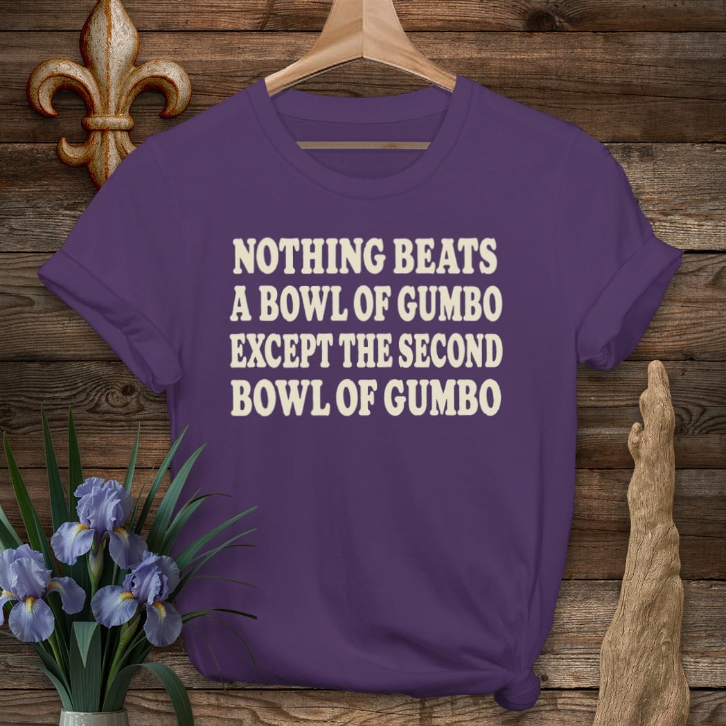 S / Purple Louisiana Bowl of Gumbo T-Shirt by Laissez Faire Wear