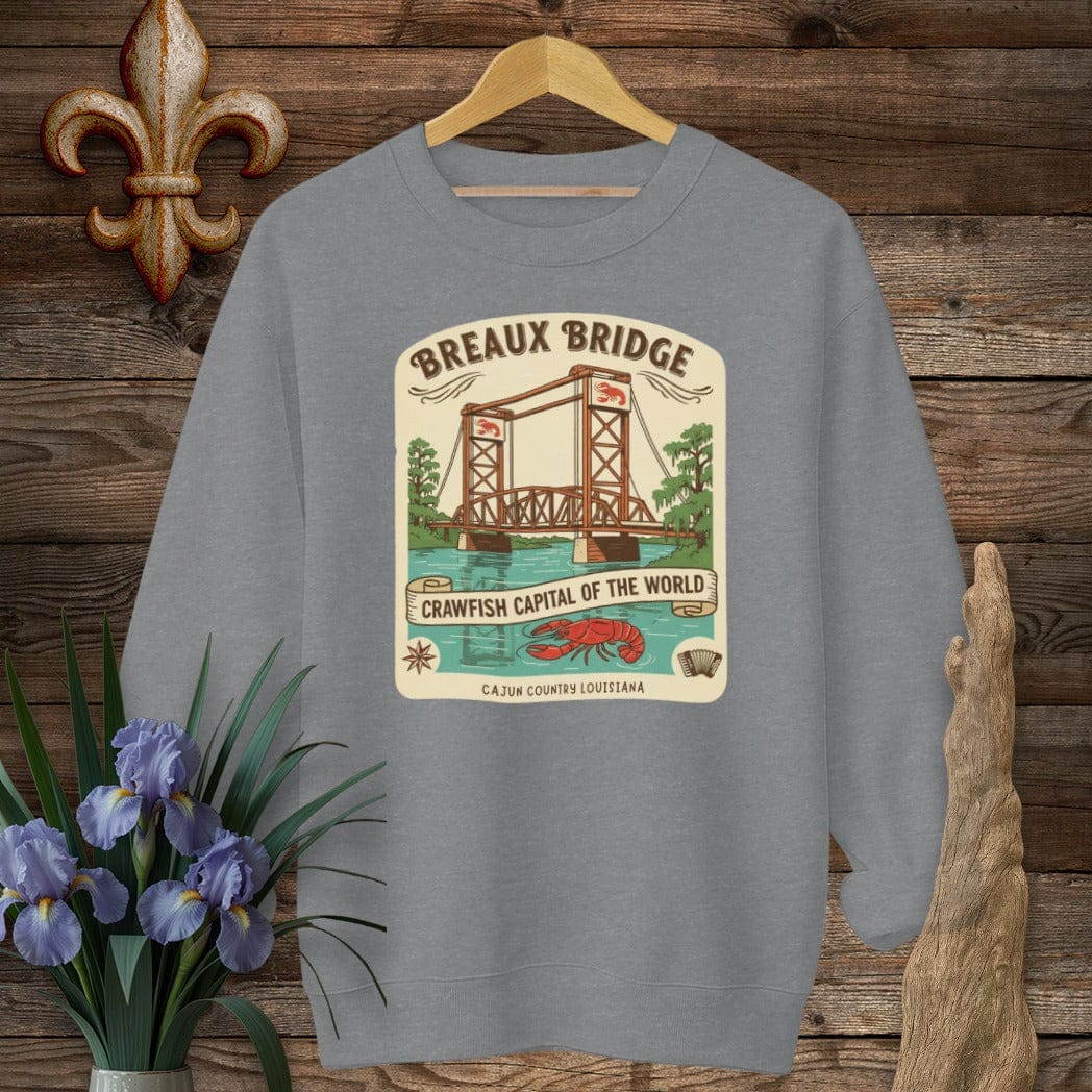 S / Graphite Heather Louisiana Breaux Bridge Sweatshirt by Laissez Faire Wear