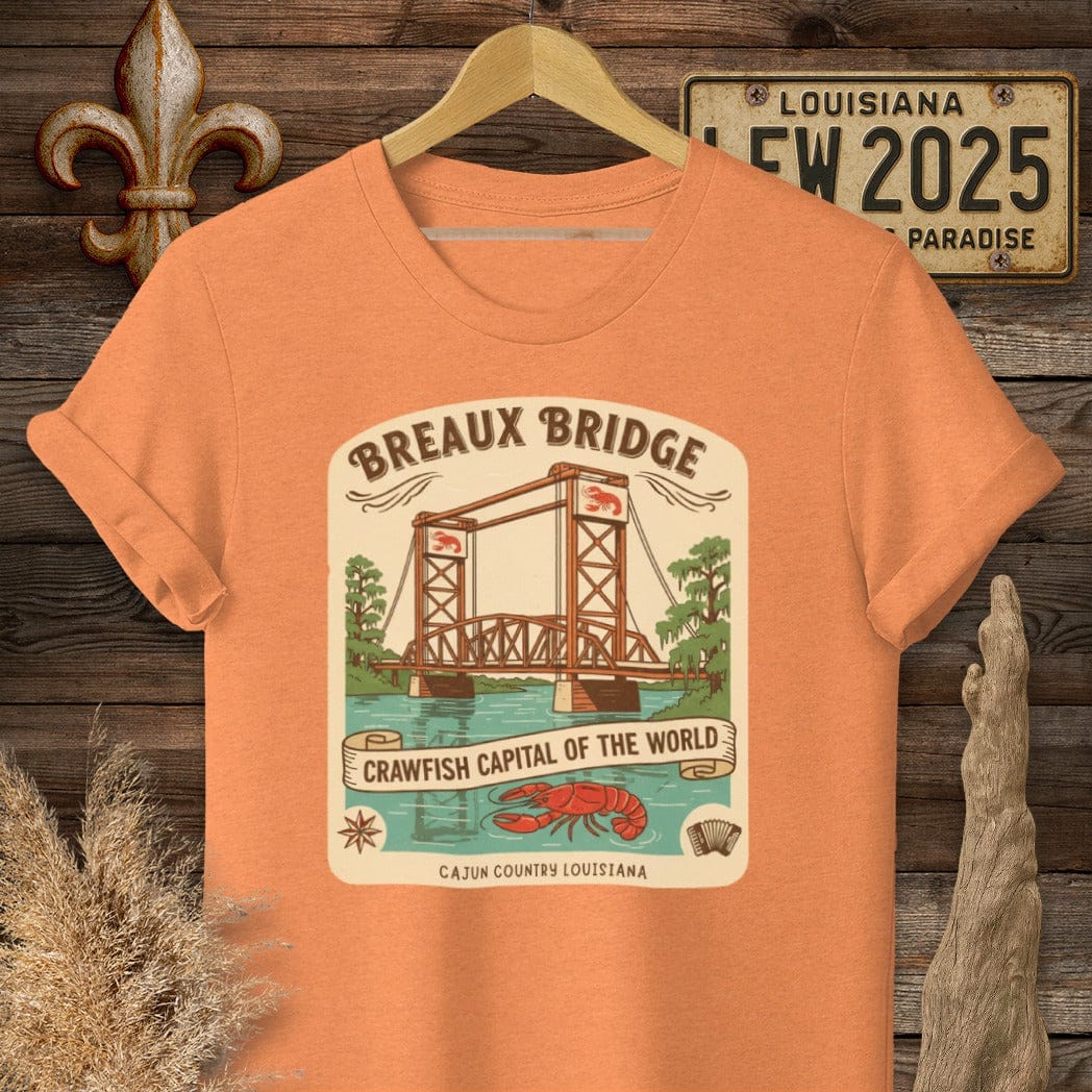 S / Heather Orange Louisiana Breaux Bridge T-Shirt by Laissez Faire Wear
