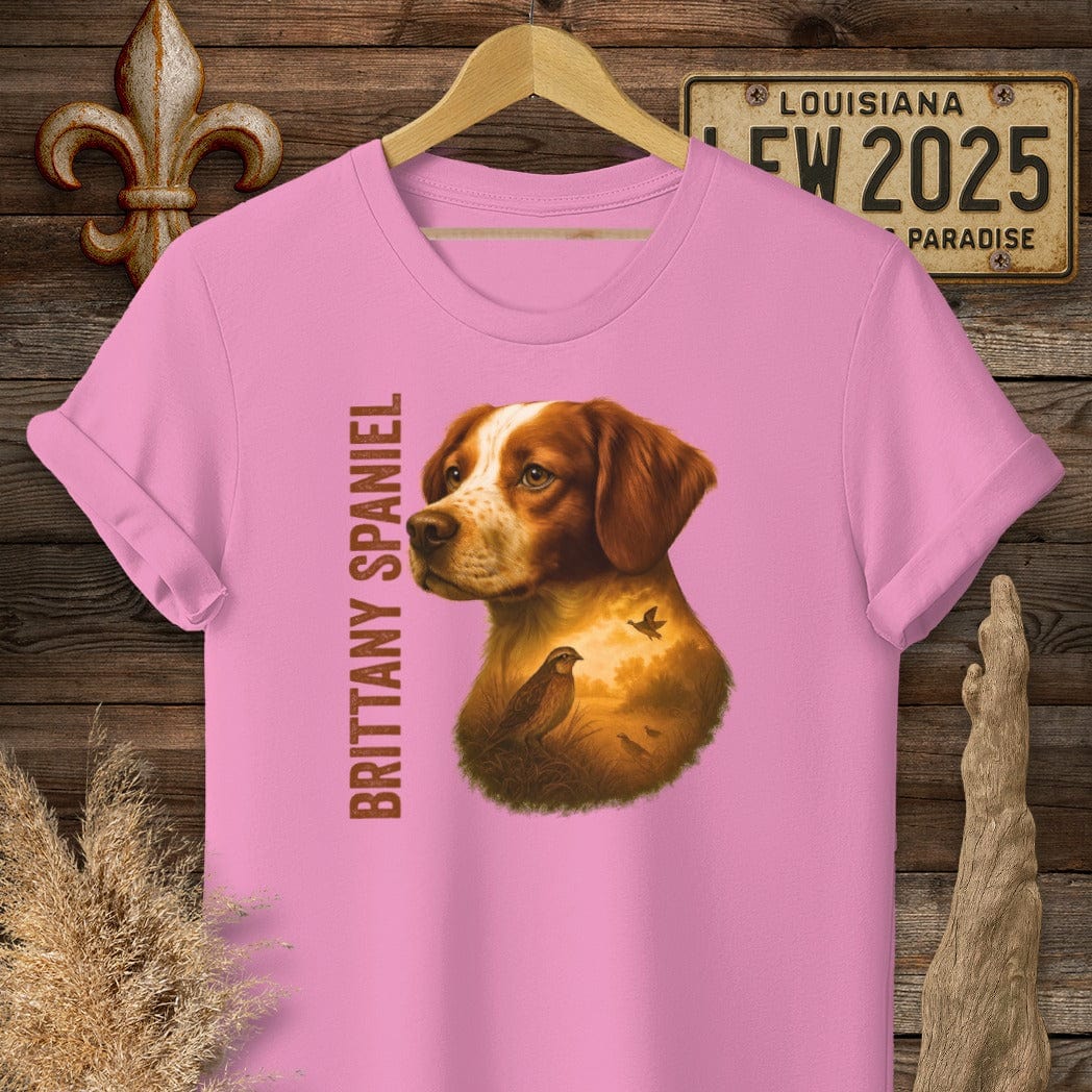 S / Azalea Louisiana Brittany Spaniel Hunting Dog T-Shirt by Laissez Faire Wear