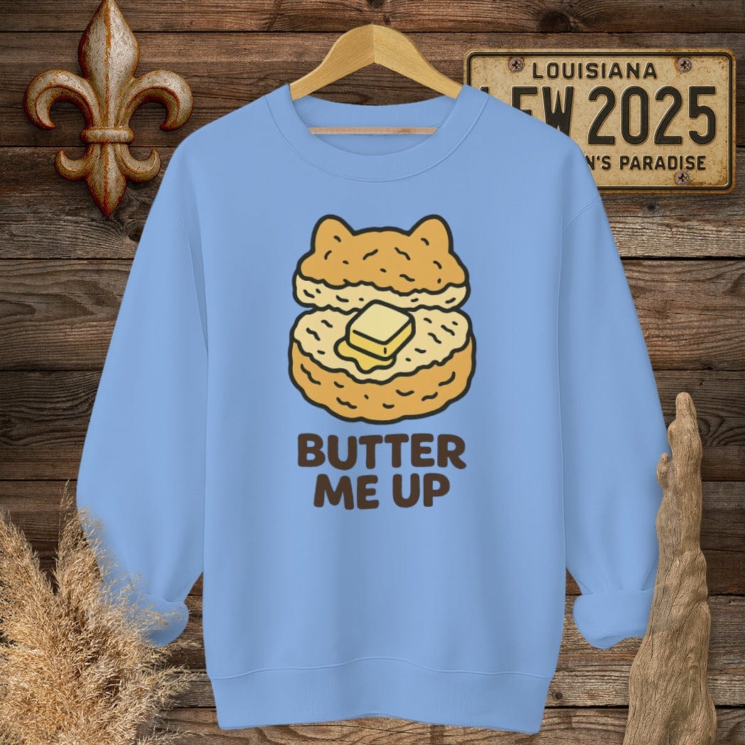 S / Carolina Blue Louisiana Butter Me Up Sweatshirt by Laissez Faire Wear