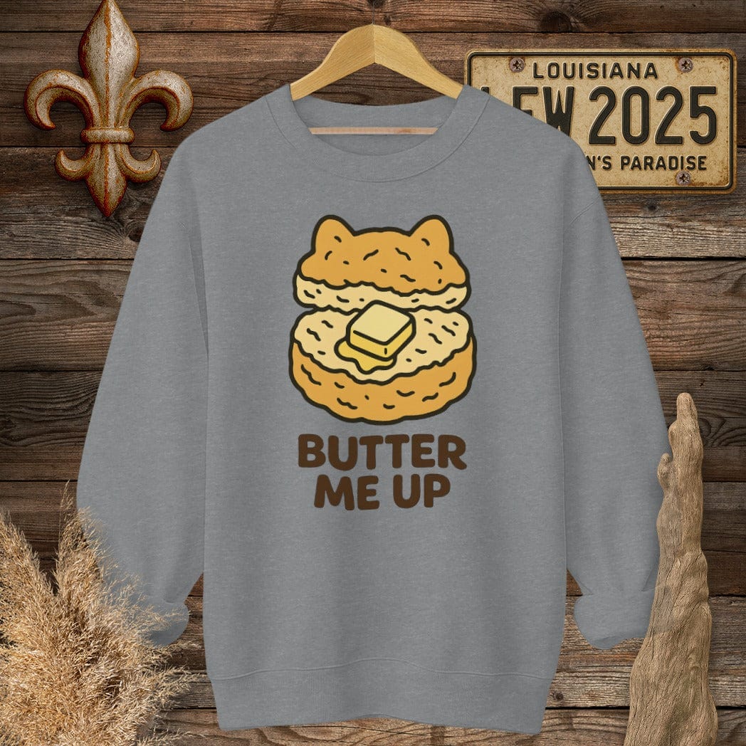 S / Graphite Heather Louisiana Butter Me Up Sweatshirt by Laissez Faire Wear