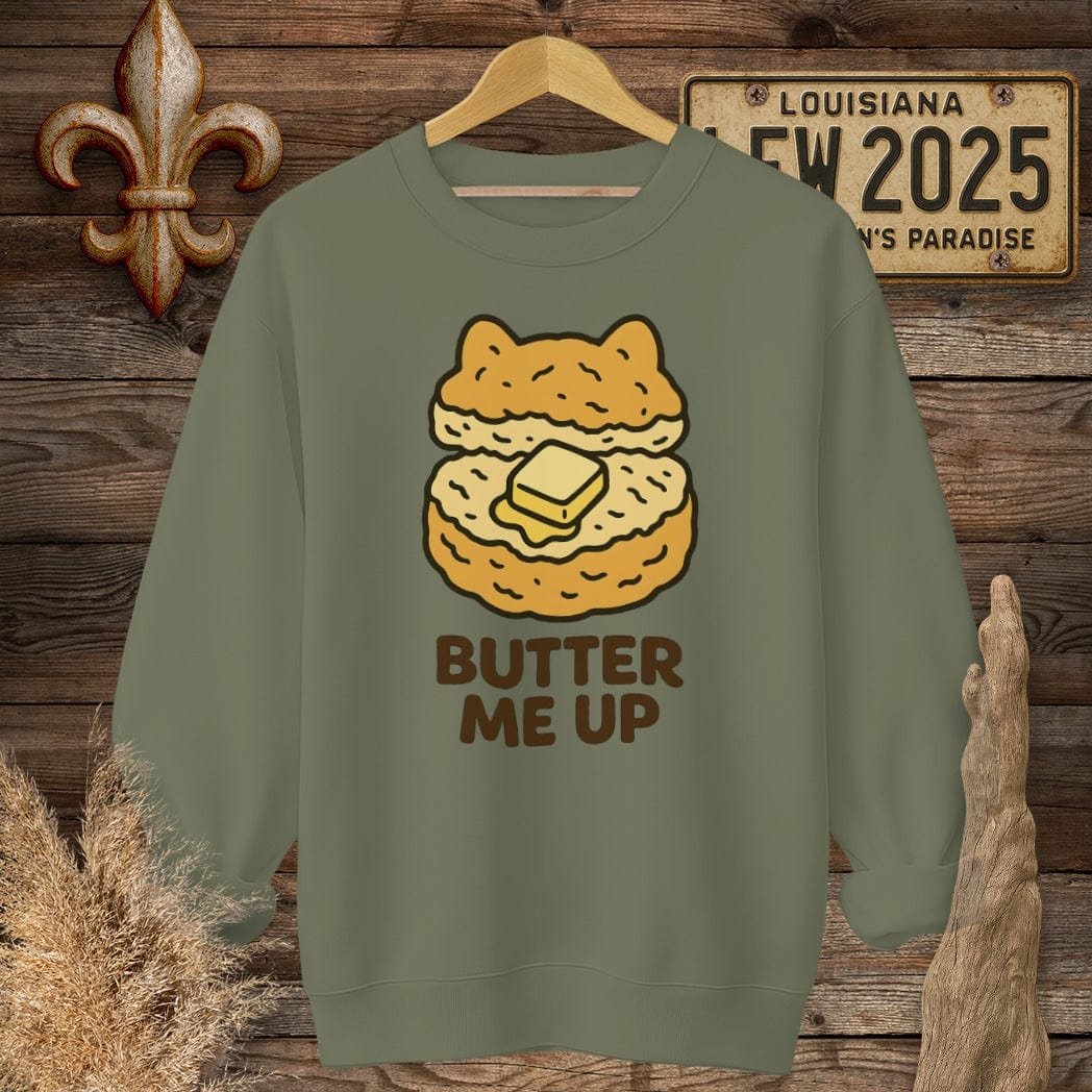 S / Military Green Louisiana Butter Me Up Sweatshirt by Laissez Faire Wear