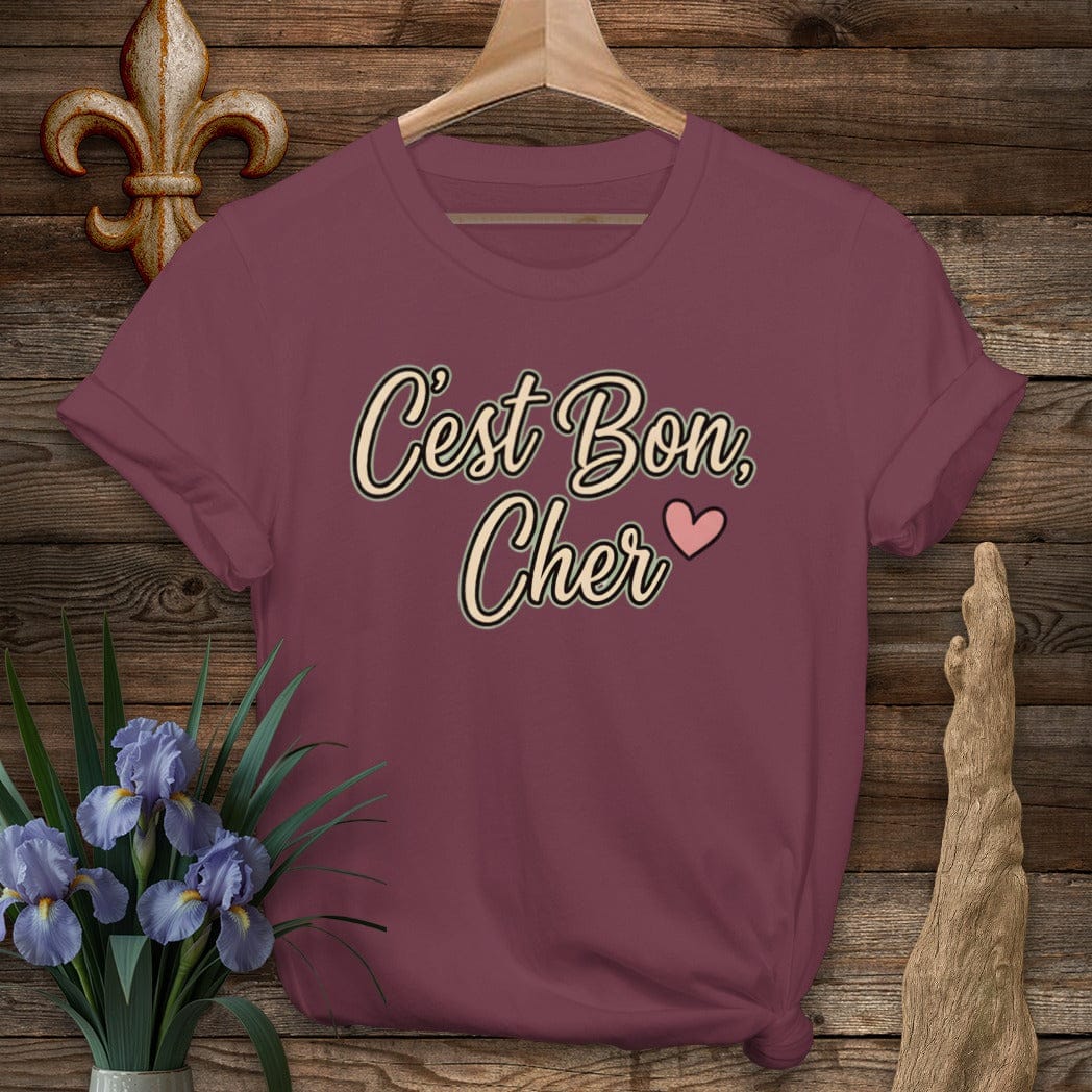 S / Maroon Louisiana C'est Bon, Cher T-Shirt by Laissez Faire Wear
