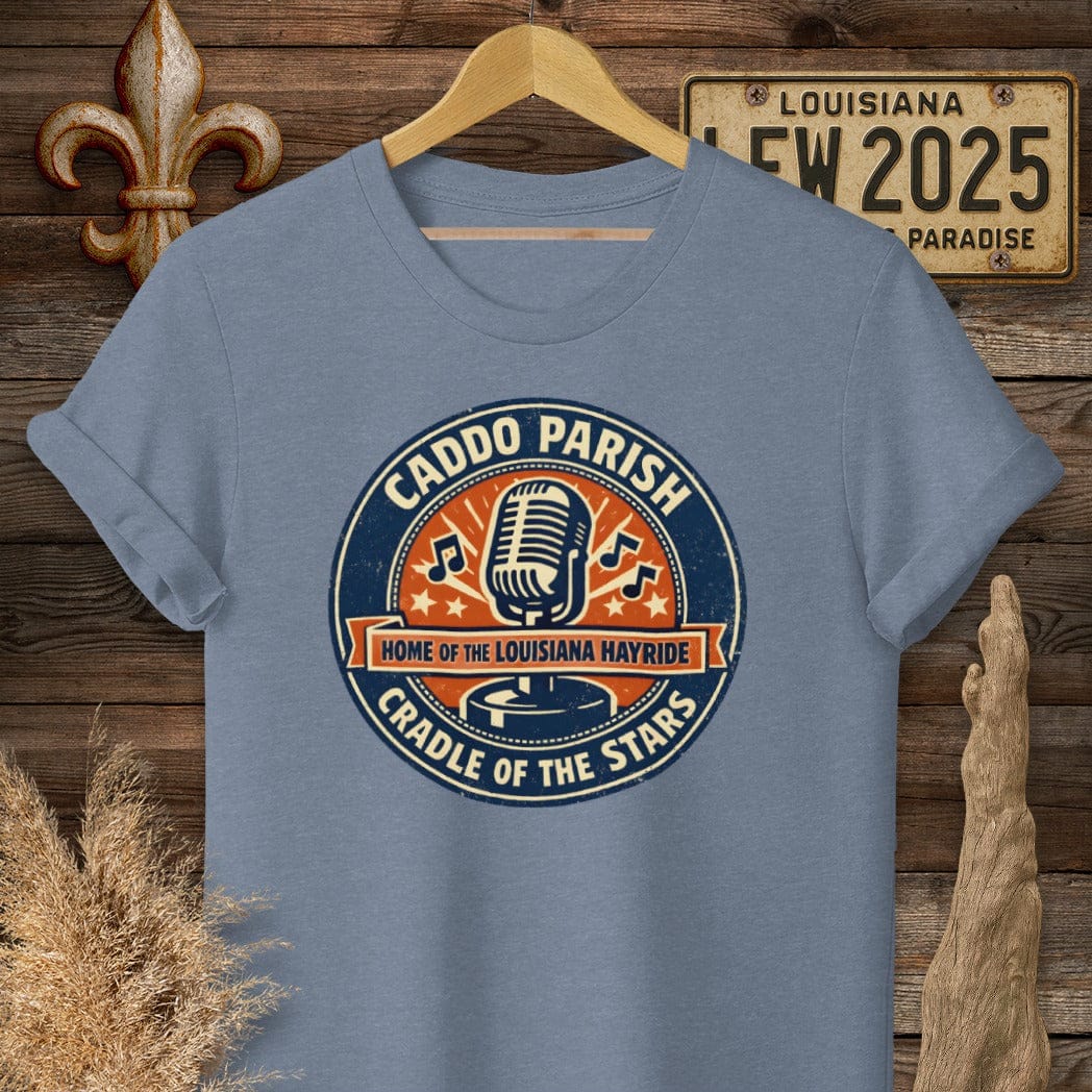 S / Heather Indigo Louisiana Caddo Parish T-Shirt by Laissez Faire Wear