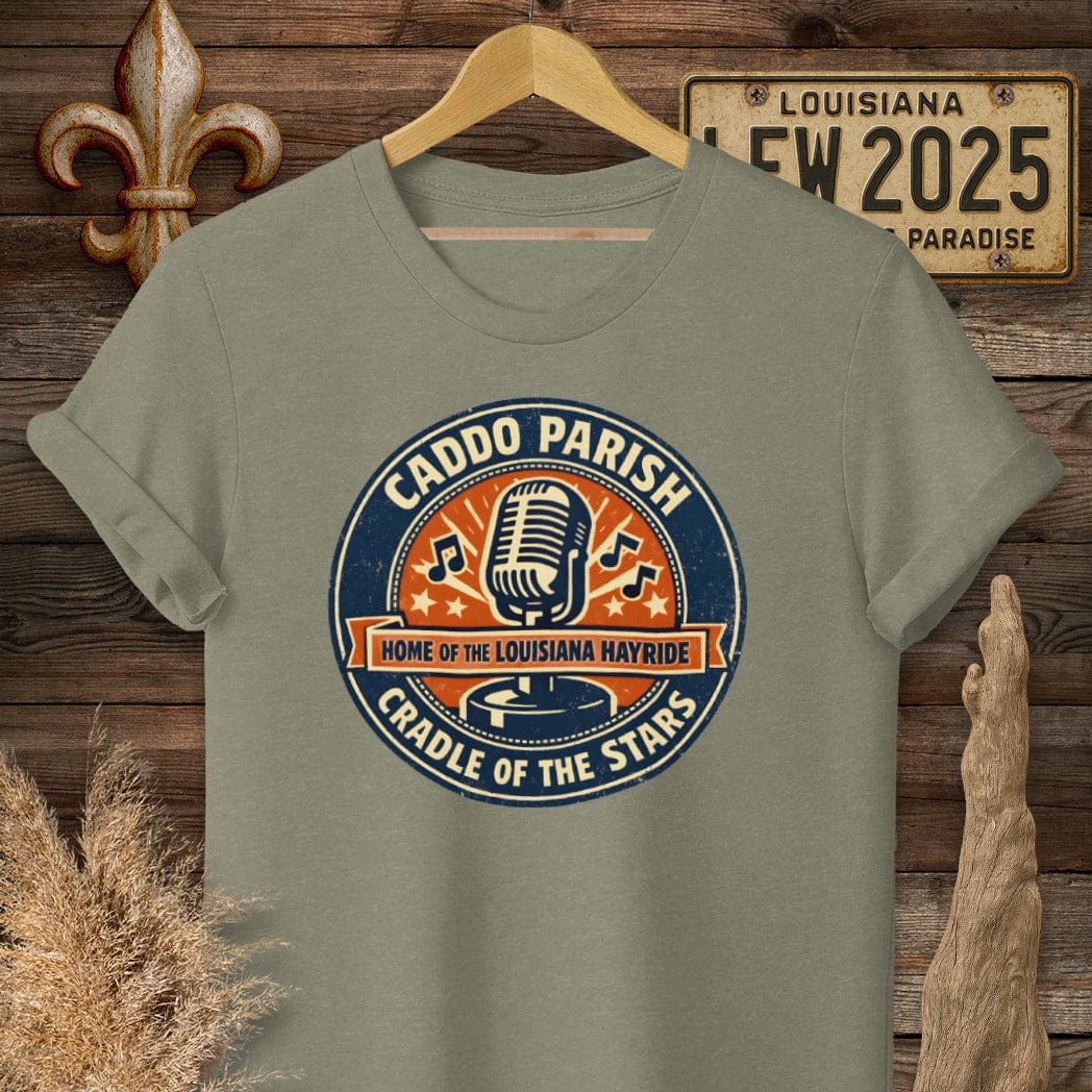 S / Heather Military Green Louisiana Caddo Parish T-Shirt by Laissez Faire Wear